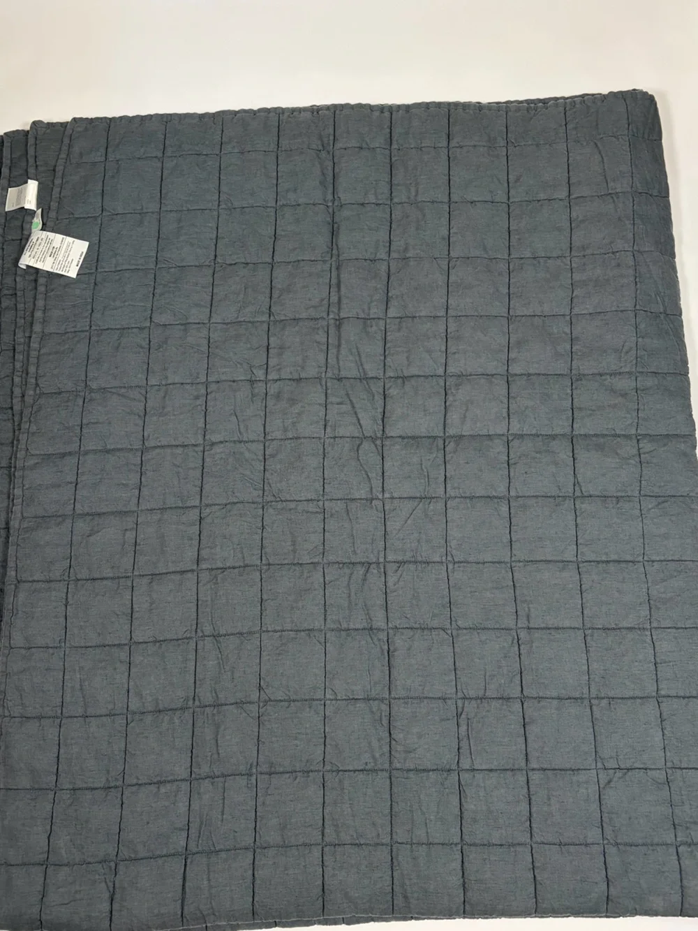 Quince European Linen Box Quilt Charcoal Full/Queen
